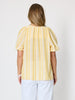 Seaport Stripe Print V Neck Top - Lemon White