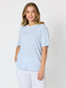 Charmed Stripe Cotton Tee - Sky Blue