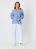 Cove Embroidered Gingham Print Top - Azure White RC&CO