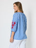 Cove Embroidered Gingham Print Top - Azure White RC&CO