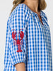 Cove Embroidered Gingham Print Top - Azure White RC&CO