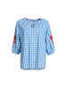 Cove Embroidered Gingham Print Top - Azure White RC&CO