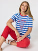 Rhode Island Embroidered Stripe Tee - Azure White RC&CO