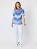 Rhode Island Embroidered Stripe Tee - Azure White RC&CO