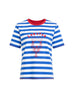 Rhode Island Embroidered Stripe Tee - Azure White