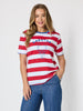 Rhode Island Embroidered Stripe Tee - Red White RC&CO