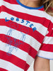 Rhode Island Embroidered Stripe Tee - Red White RC&CO