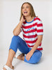 Rhode Island Embroidered Stripe Tee - Red White RC&CO
