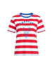 Rhode Island Embroidered Stripe Tee - Red White