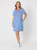 Rhode Island Embroidered Stripe Dress - Azure White