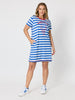 Rhode Island Embroidered Stripe Dress - Azure White