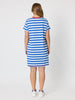 Rhode Island Embroidered Stripe Dress - Azure White