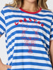 Rhode Island Embroidered Stripe Dress - Azure White