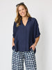 Del Mar Pleat Detail Top - Navy rc&co