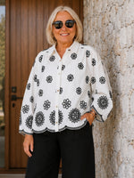Paloma Embroidered Scalloped Shirt - White/Black
