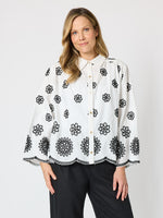 Paloma Embroidered Scalloped Shirt - White/Black