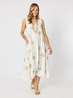 Island Breeze Embroidered Dress - Ivory Gold