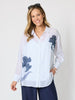 Rosa Floral Print Sheer Shirt - White/Navy rc&co