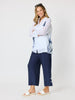 Rosa Floral Print Sheer Shirt - White/Navy rc&co