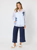 Rosa Floral Print Sheer Shirt - White/Navy rc&co