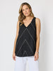 Haven Chevron Stitch Linen Cami - Black/White rc&co