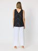Haven Chevron Stitch Linen Cami - Black/White rc&co