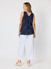 Haven Chevron Stitch Linen Cami - Navy/White