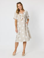Riviera Spot Print Dress - Natural/White