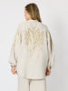 Soleil Foil Print Linen Duster - Natural Gold