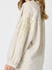 Soleil Foil Print Linen Duster - Natural Gold