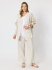 Soleil Foil Print Linen Duster - Natural Gold