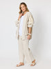 Soleil Foil Print Linen Duster - Natural Gold