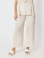 Sunset Palm Print Wide Leg Pant - Natural/White