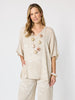 Sunset Palm Print Top - Natural/White