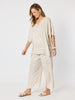 Sunset Palm Print Wide Leg Pant - Natural/White