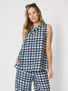 Monaco Grid Print Top - Navy/White rc&co
