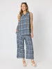 Monaco Grid Print Top - Navy/White rc&co