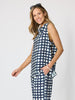 Monaco Grid Print Top - Navy/White rc&co