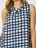 Monaco Grid Print Top - Navy/White rc&co