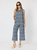 Monaco Grid Print Top - Navy/White rc&co