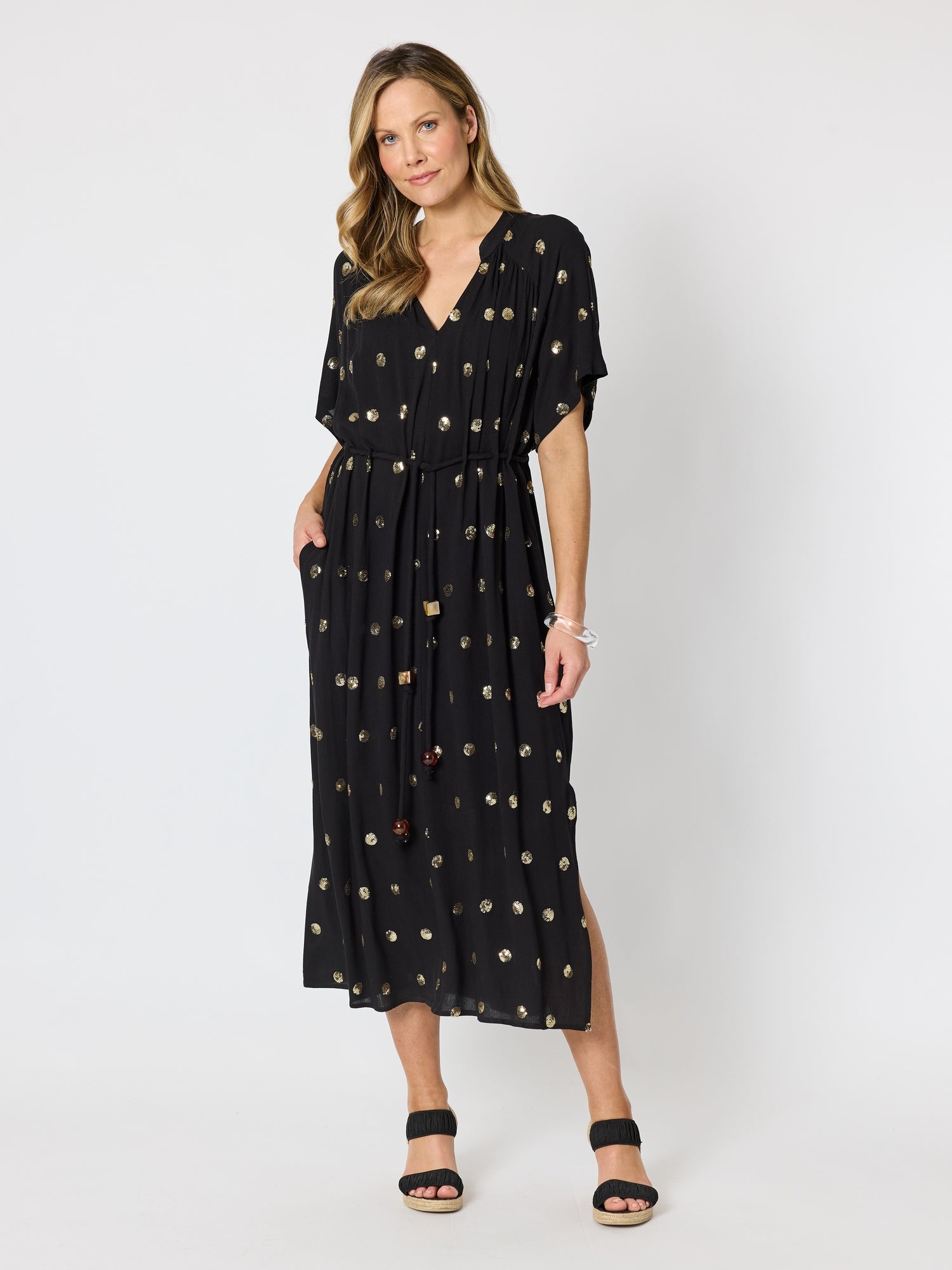 Moonlight Sequin Dress - Black/Gold rc&co
