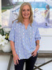 Monaco Embroidered Spot Top - Pale Blue
