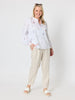 Sarah Linen Pleat Hem Pant - Natural
