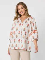 Candelabra Flower Print Top - Natural Multi