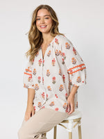 Candelabra Flower Print Top - Natural Multi
