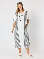 Sevilla Stripe Print Dress - White/Black