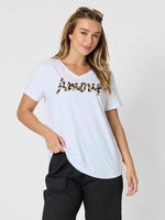 Amour Animal Print Tee - White