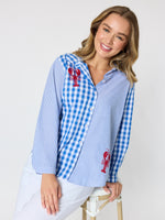 Cove Embroidered Gingham Shirt - Azure White