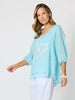 Camellia Floral Print Top - Aqua