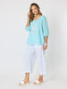 Camellia Floral Print Top - Aqua